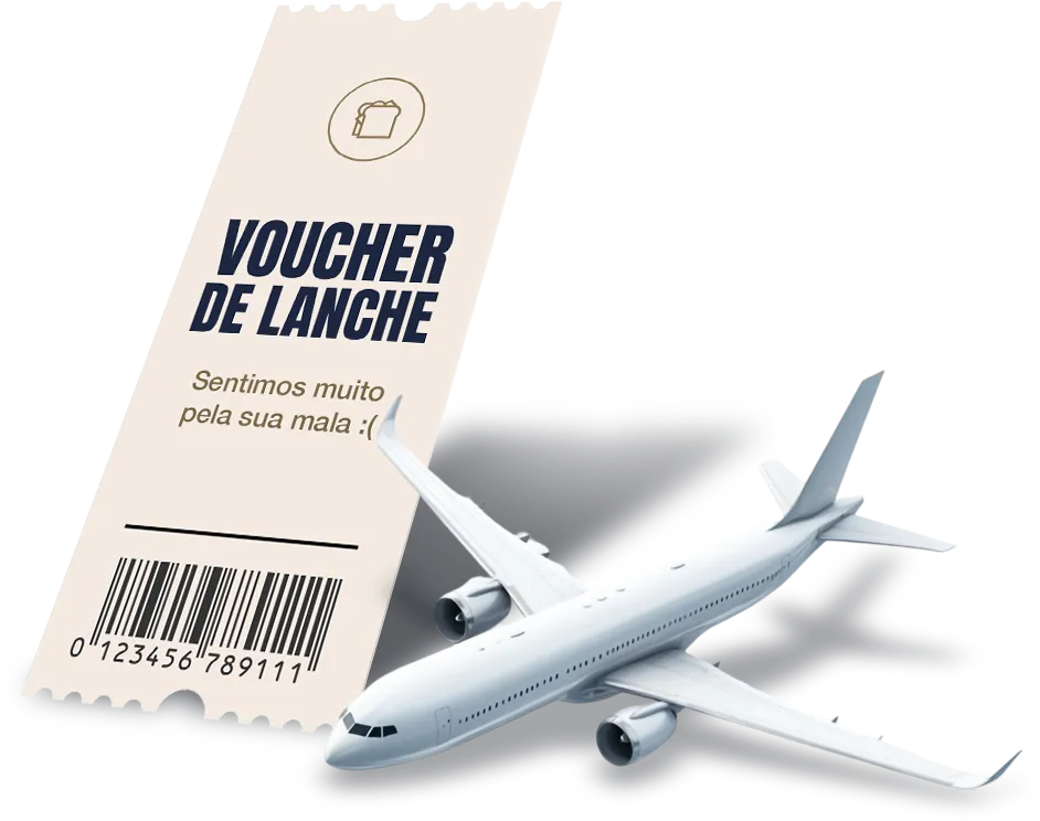 Voucher de lanche ao lado de um avião